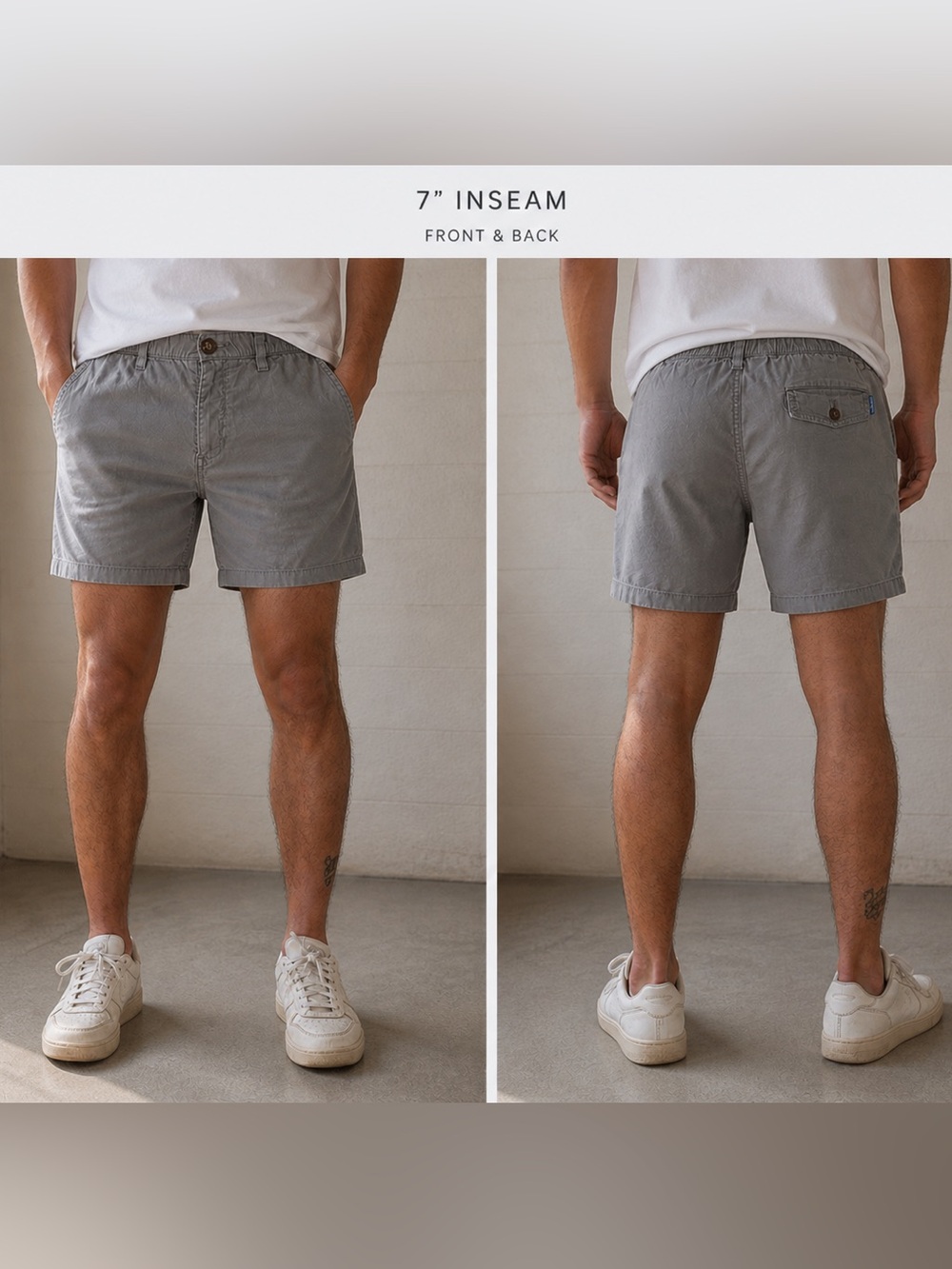 chubbies Men's Gray 7" Inseam Flat Front Shorts